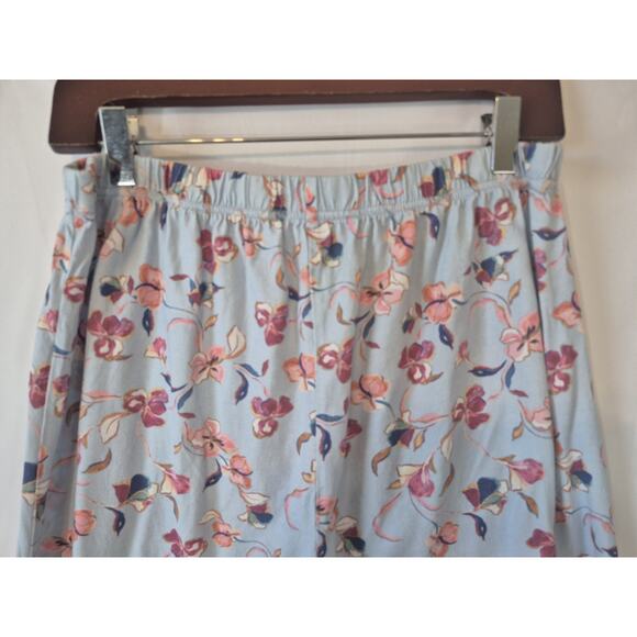 Sold! Garnet Hill Asian Wrap Blue Pink Floral Organic Cotton Pajama Set Large - Picture 13 of 13